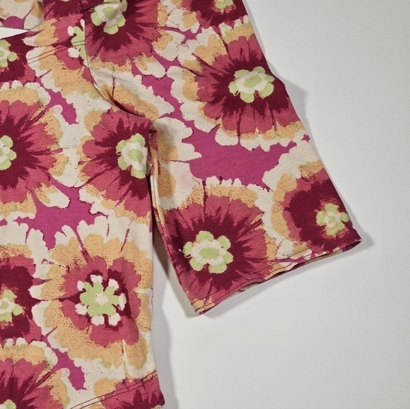 Free People Give Me More Pink Multi Floral Half Sleeve Crop Top Pop Combo Medium - Picture 11 of 14